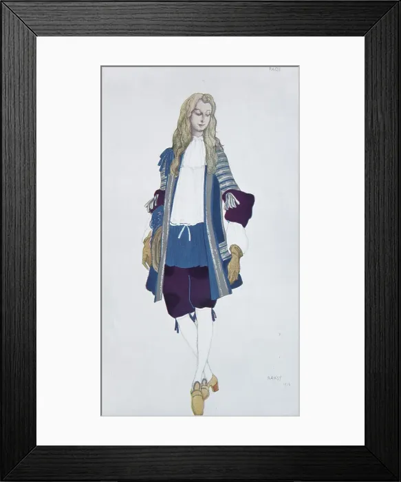 Framed Print : Page de la princesse. Costume design for the ballet Sleeping Beauty by P. Tchaikovsky, 1916. Artist: Bakst, Leon (1866-1924) Framed Print : Page de la princesse. Costume design for the ballet Sleeping Beauty by P. Tchaikovsky, 1916. Artist: Bakst, Leon (1866-1924)