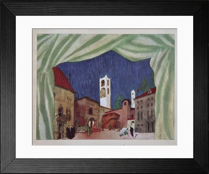 Framed Print : Stage design for the ballet Le donne di buon umore by C. Goldoni, 1917. Artist: Bakst, Leon (1866-1924) Framed Print : Stage design for the ballet Le donne di buon umore by C. Goldoni, 1917. Artist: Bakst, Leon (1866-1924)
