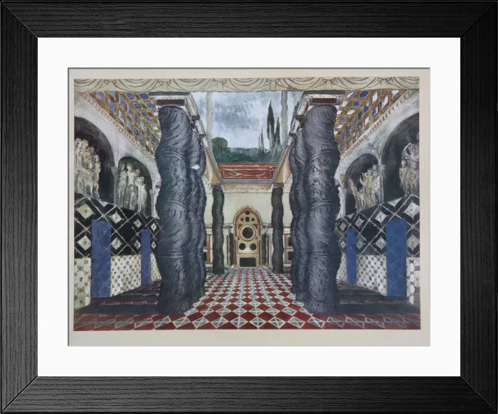 Framed Print : Stage design for the play The Martyrdom of St. Sebastian by Gabriele D Annuzio, 1922. Artist: Bakst, Leon (1866-1924) Framed Print : Stage design for the play The Martyrdom of St. Sebastian by Gabriele D Annuzio, 1922. Artist: Bakst, Leon (1866-1924)