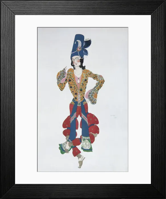 Framed Print : Costume design for the ballet Sheherazade by N. Rimsky-Korsakov, 1910. Artist: Bakst, Leon (1866-1924) Framed Print : Costume design for the ballet Sheherazade by N. Rimsky-Korsakov, 1910. Artist: Bakst, Leon (1866-1924)