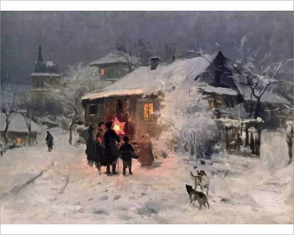 The Christmas carol in the Ukraine. Artist: Pimonenko, Nikolai Kornilovich (1862-1912)