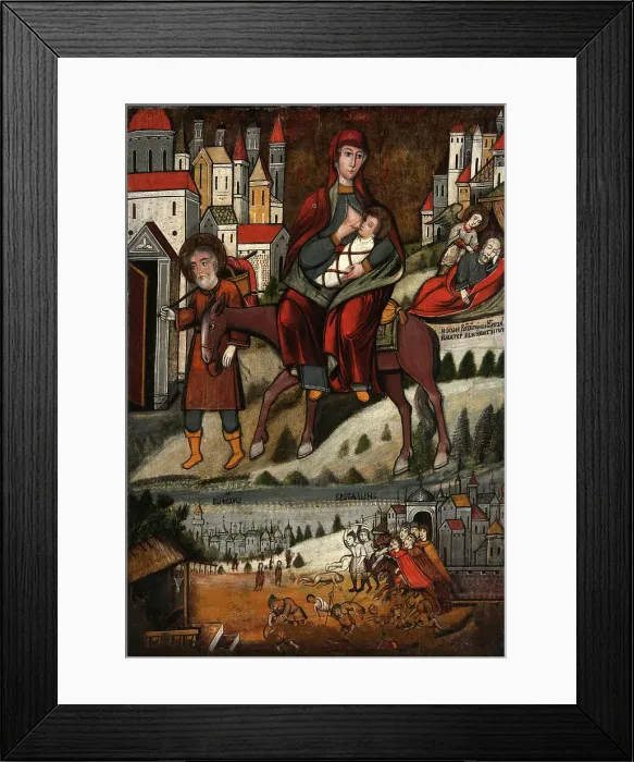 Framed Print : The Flight into Egypt, Early 17th cen Artist: Russian icon Framed Print : The Flight into Egypt, Early 17th cen Artist: Russian icon