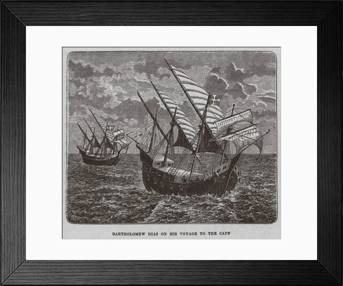 Framed Print : Bartholomew Diaz on his voyage to South Africa, 1878. Artist: Anonymous Framed Print : Bartholomew Diaz on his voyage to South Africa, 1878. Artist: Anonymous