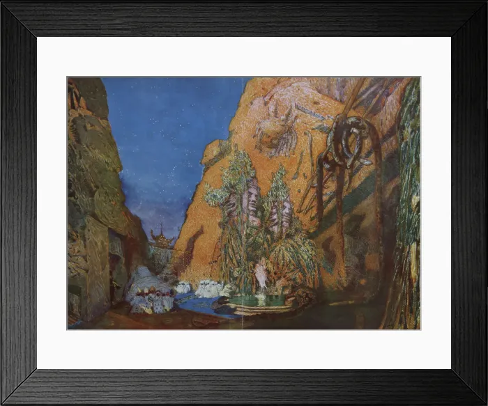 Framed Print : Stage design for the Ballet Blue God by R. Hahn, 1912. Artist: Bakst, Leon (1866-1924) Framed Print : Stage design for the Ballet Blue God by R. Hahn, 1912. Artist: Bakst, Leon (1866-1924)