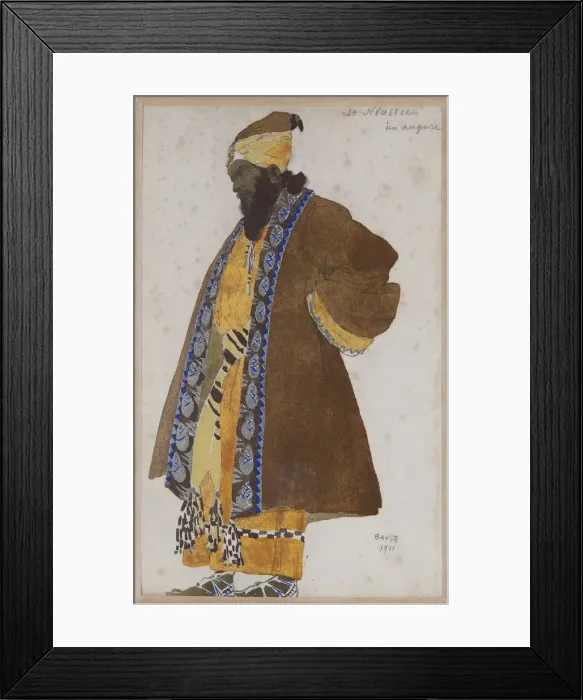 Framed Print : Costume design to the play The Martyrdom of St. Sebastian by Gabriele D Annuzio, 1911. Artist: Bakst, Leon (1866-1924) Framed Print : Costume design to the play The Martyrdom of St. Sebastian by Gabriele D Annuzio, 1911. Artist: Bakst, Leon (1866-1924)