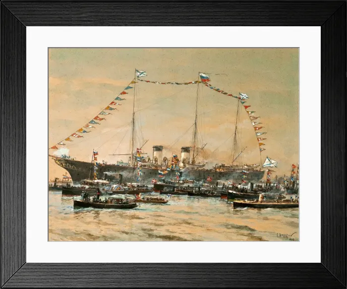 Framed Print : Emperor Nicholas II visiting his Yacht Polestar, 1908. Artist: Beggrov, Alexander Karlovich (1841-1914) Framed Print : Emperor Nicholas II visiting his Yacht Polestar, 1908. Artist: Beggrov, Alexander Karlovich (1841-1914)