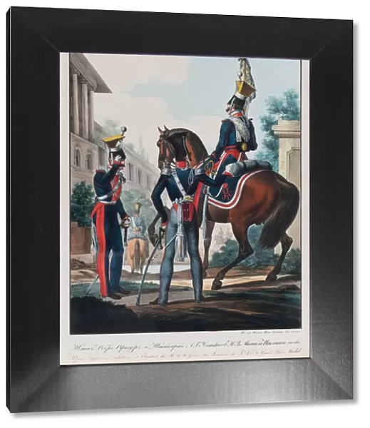Chief Staff Officers of the Uhlans Regiment Grand Duke Michael Pavlovich of Russia, 1830s. Artist: Belousov, Lev Alexandrovich (1806-1864)