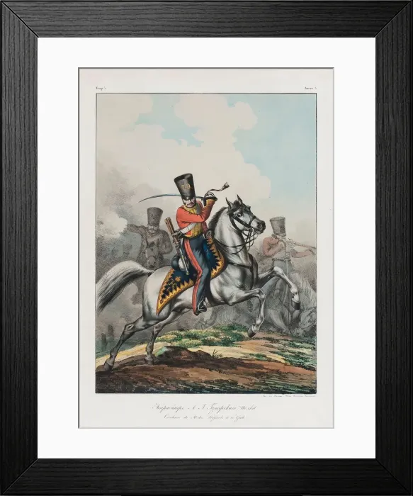Framed Print : Carabinier of Hussar regiment, 1830s. Artist: Belousov, Lev Alexandrovich (1806-1864) Framed Print : Carabinier of Hussar regiment, 1830s. Artist: Belousov, Lev Alexandrovich (1806-1864)