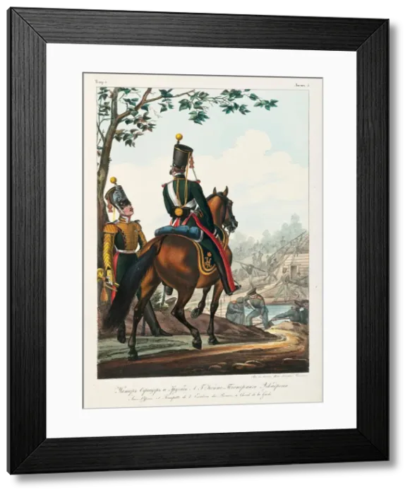 Framed Print : Under Officerr of the Cavalry Pioneer Squadron, 1830-1840s. Artist: Belousov, Lev Alexandrovich (1806-1864) Framed Print : Under Officerr of the Cavalry Pioneer Squadron, 1830-1840s. Artist: Belousov, Lev Alexandrovich (1806-1864)
