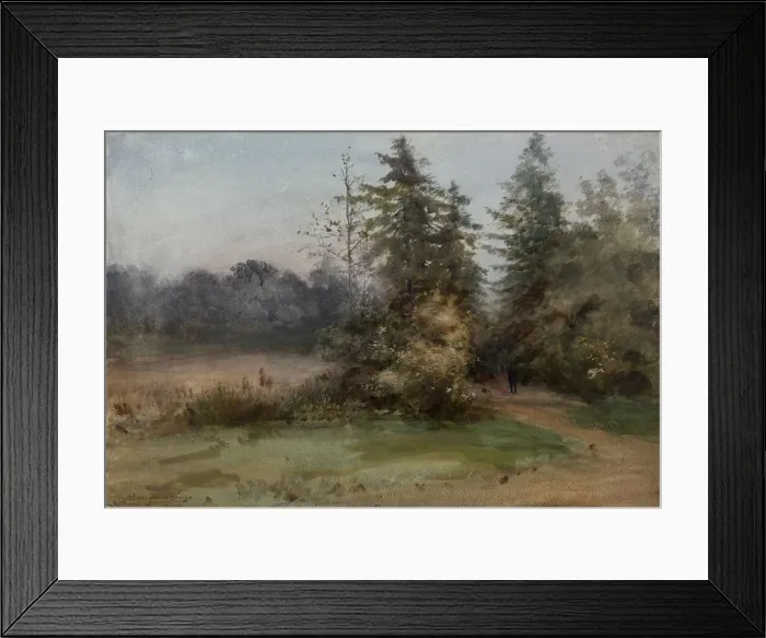 Framed Print : Landscape with Two Figures. Artist: Benois, Albert Nikolayevich (1852-1936) Framed Print : Landscape with Two Figures. Artist: Benois, Albert Nikolayevich (1852-1936)