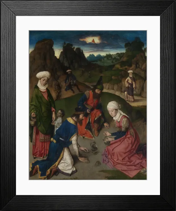 Framed Print : The Last Supper altarpiece: The Gathering of Manna (right wing), 1464-1468. Artist: Bouts, Dirk (1410 / 20-1475) Framed Print : The Last Supper altarpiece: The Gathering of Manna (right wing), 1464-1468. Artist: Bouts, Dirk (1410 / 20-1475)