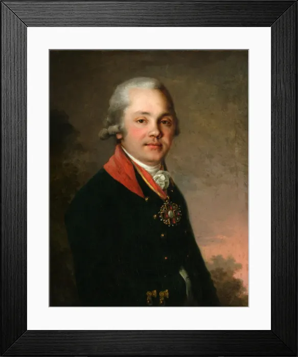 Framed Print : Portrait of Alexander Dmitriyevich Arsenyev, 1796-1797. Artist: Borovikovsky, Vladimir Lukich (1757-1825) Framed Print : Portrait of Alexander Dmitriyevich Arsenyev, 1796-1797. Artist: Borovikovsky, Vladimir Lukich (1757-1825)