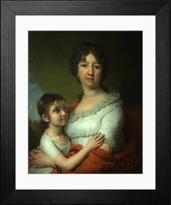 Framed Print : Portrait of A. E. Labzina and her foster-daughter S. A. Mudrova, 1803. Artist: Borovikovsky, Vladimir Lukich (1757-1825)