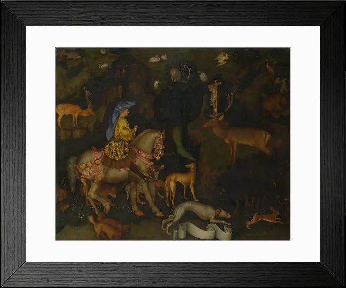 Framed Print : The Vision of Saint Eustace, c. 1440. Artist: Pisanello, Antonio (1395-1455) Framed Print : The Vision of Saint Eustace, c. 1440. Artist: Pisanello, Antonio (1395-1455)