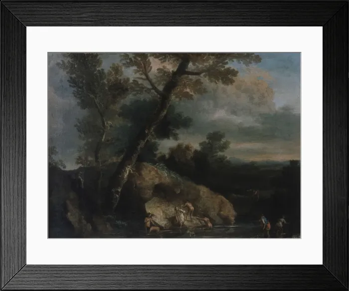 Framed Print : Sea landscape with robbers. Artist: Rosa, Salvatore (1615-1673) Framed Print : Sea landscape with robbers. Artist: Rosa, Salvatore (1615-1673)