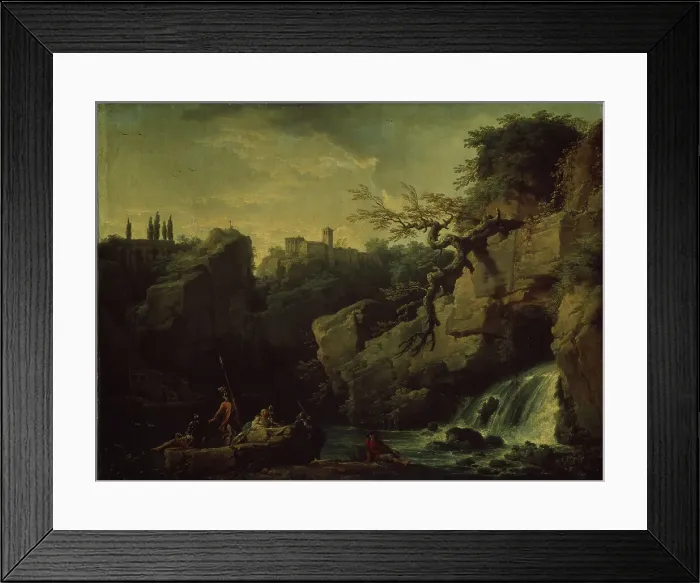 Framed Print : Romantic landscape (Landscape in the Taste of Salvatore Rosa), 1746. Artist: Vernet, Claude Joseph (1714-1789) Framed Print : Romantic landscape (Landscape in the Taste of Salvatore Rosa), 1746. Artist: Vernet, Claude Joseph (1714-1789)