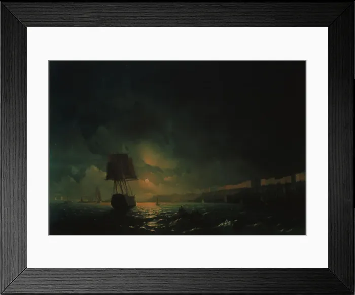 Framed Print : View over Odessa at moonlight night, 1896. Artist: Aivazovsky, Ivan Konstantinovich (1817-1900) Framed Print : View over Odessa at moonlight night, 1896. Artist: Aivazovsky, Ivan Konstantinovich (1817-1900)
