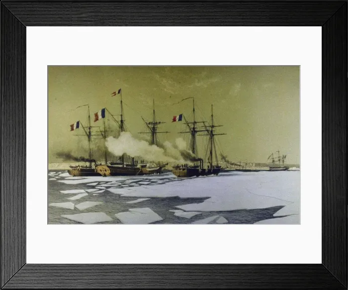 Framed Print : Icebreaking in the Dnieper Liman for the passage of Floating batteries, 1855-1856, 1860. Artist: Morel-Fatio, Antoine Leon (1810-1871) Framed Print : Icebreaking in the Dnieper Liman for the passage of Floating batteries, 1855-1856, 1860. Artist: Morel-Fatio, Antoine Leon (1810-1871)