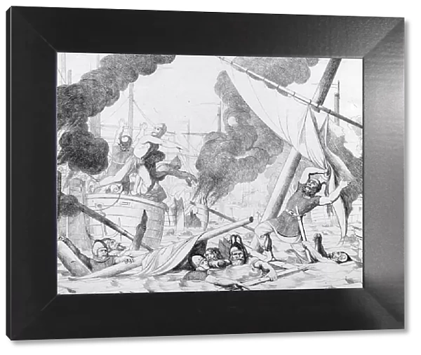 Greek fire during the Siege of Constantinople, before 1839. Artist: Bruni, Fyodor Antonovich (1800-1875)