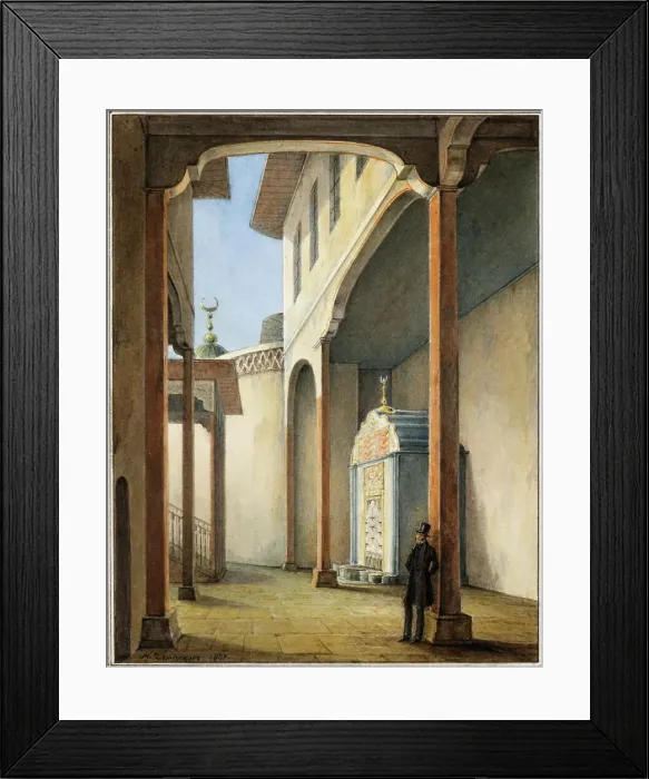 Framed Print : Pushkin in the Bakhchisaray Khans Palace, 1837. Artist: Chernetsov, Nikanor Grigoryevich (1805-1879) Framed Print : Pushkin in the Bakhchisaray Khans Palace, 1837. Artist: Chernetsov, Nikanor Grigoryevich (1805-1879)