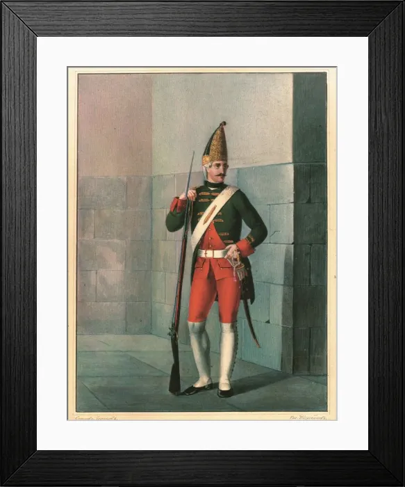 Framed Print : Grenadier of the Izmailovsky Regiment in 1762, End 1830s. Artist: Chorikov, Boris Artemyevich (1802-1866) Framed Print : Grenadier of the Izmailovsky Regiment in 1762, End 1830s. Artist: Chorikov, Boris Artemyevich (1802-1866)
