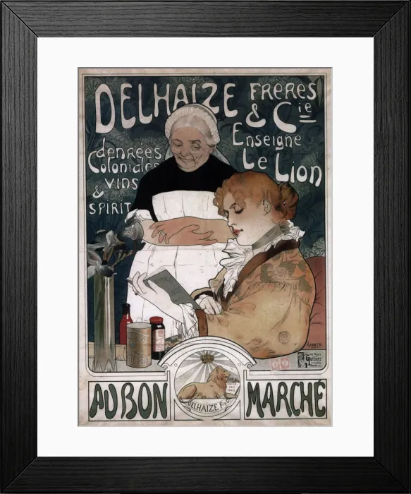 Framed Print : Advertising Poster for the Delhaize Freres & Cie Biscuits, 1900. Artist: Richir, Herman (1866-1942)
