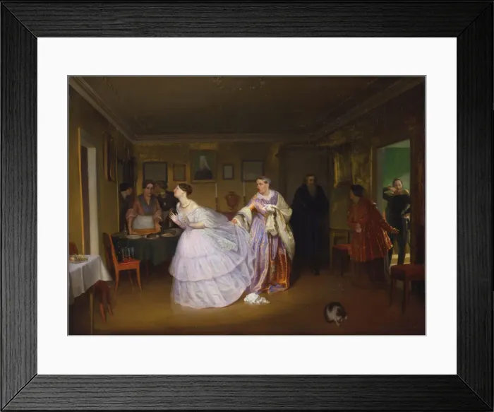 Framed Print : The Major Makes a Proposal, 1851. Artist: Fedotov, Pavel Andreyevich (1815-1852) Framed Print : The Major Makes a Proposal, 1851. Artist: Fedotov, Pavel Andreyevich (1815-1852)