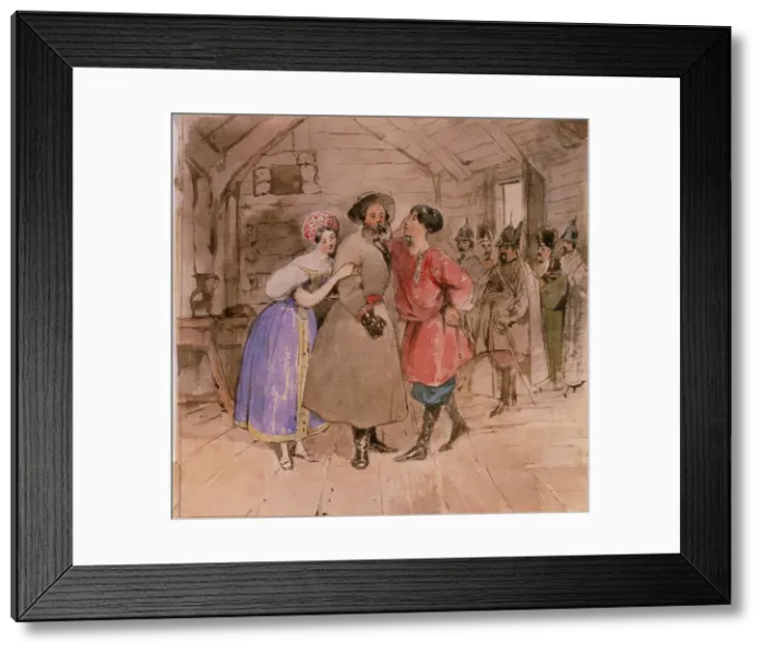 Framed Print : Scene from the opera A Life for the Tsar (Ivan Susanin) by M. Glinka, End 1830s. Artist: Gagarin, Grigori Grigorievich (1810-1893) Framed Print : Scene from the opera A Life for the Tsar (Ivan Susanin) by M. Glinka, End 1830s. Artist: Gagarin, Grigori Grigorievich (1810-1893)