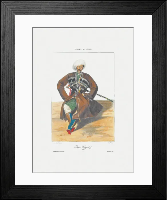 Framed Print : Prince Kazbek of Ossetia (From: Scenes, paysages, meurs et costumes du Caucase), 1840. Artist: Gagarin, Grigori Grigorievich (1810-1893) Framed Print : Prince Kazbek of Ossetia (From: Scenes, paysages, meurs et costumes du Caucase), 1840. Artist: Gagarin, Grigori Grigorievich (1810-1893)