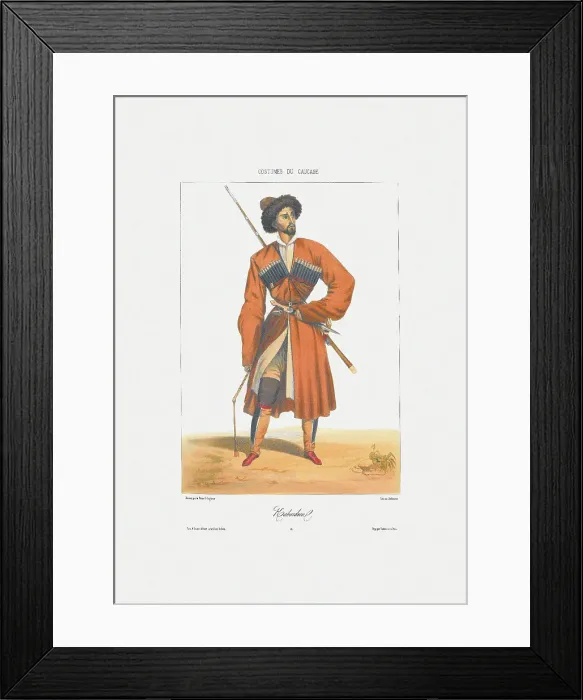 Framed Print : A Kabardin man (From: Scenes, paysages, meurs et costumes du Caucase), 1840. Artist: Gagarin, Grigori Grigorievich (1810-1893) Framed Print : A Kabardin man (From: Scenes, paysages, meurs et costumes du Caucase), 1840. Artist: Gagarin, Grigori Grigorievich (1810-1893)