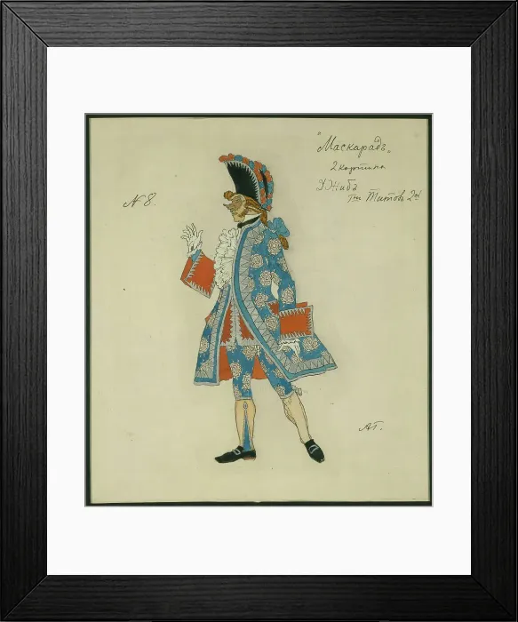 Framed Print : Costume design for the play The Masquerade by M. Lermontov, 1917. Artist: Golovin, Alexander Yakovlevich (1863-1930) Framed Print : Costume design for the play The Masquerade by M. Lermontov, 1917. Artist: Golovin, Alexander Yakovlevich (1863-1930)