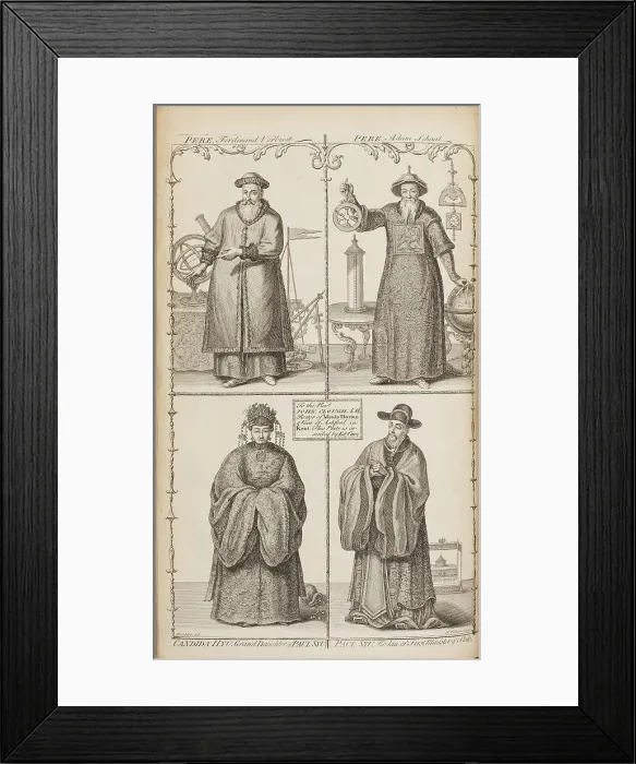 Framed Print : Portraits of Ferdinand Verbiest, Adam Schall, Candida Xu and Xu Guangqi (From A description of the e Artist: Du Halde, Jean-Baptiste (1674-1743) Framed Print : Portraits of Ferdinand Verbiest, Adam Schall, Candida Xu and Xu Guangqi (From A description of the e Artist: Du Halde, Jean-Baptiste (1674-1743)