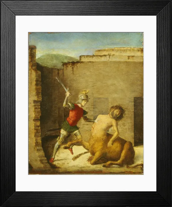 Framed Print : Theseus Slaying Minotaur, 1505. Artist: Cima da Conegliano, Giovanni Battista (ca. 1459-1517) Framed Print : Theseus Slaying Minotaur, 1505. Artist: Cima da Conegliano, Giovanni Battista (ca. 1459-1517)