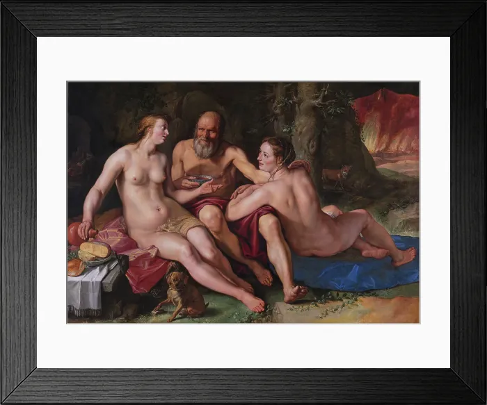 Framed Print : Lot and his Daughters, 1616. Artist: Goltzius, Hendrick (1558-1617) Framed Print : Lot and his Daughters, 1616. Artist: Goltzius, Hendrick (1558-1617)