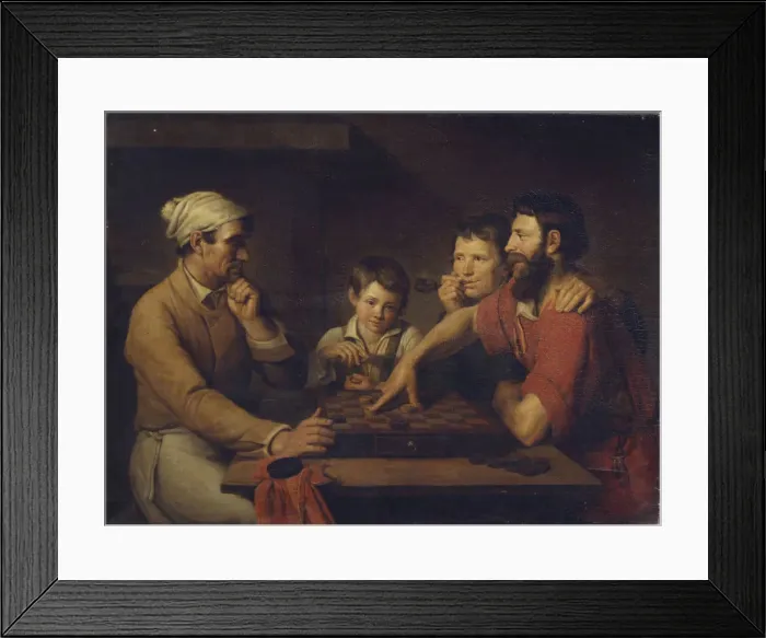 Framed Print : A Cook Playing Draughts with a Caretaker, 1824. Artist: Gryaznov, Vasily Ivanovich (1805-after 1862) Framed Print : A Cook Playing Draughts with a Caretaker, 1824. Artist: Gryaznov, Vasily Ivanovich (1805-after 1862)