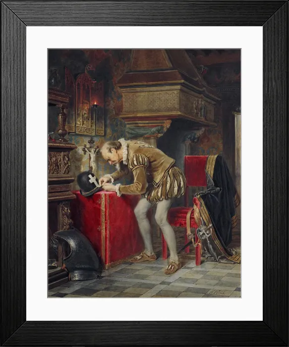 Framed Print : On the Eve of St. Bartholomews Night, 1868. Artist: Gun (Hun), Karl Fyodorovich (1830-1877) Framed Print : On the Eve of St. Bartholomews Night, 1868. Artist: Gun (Hun), Karl Fyodorovich (1830-1877)