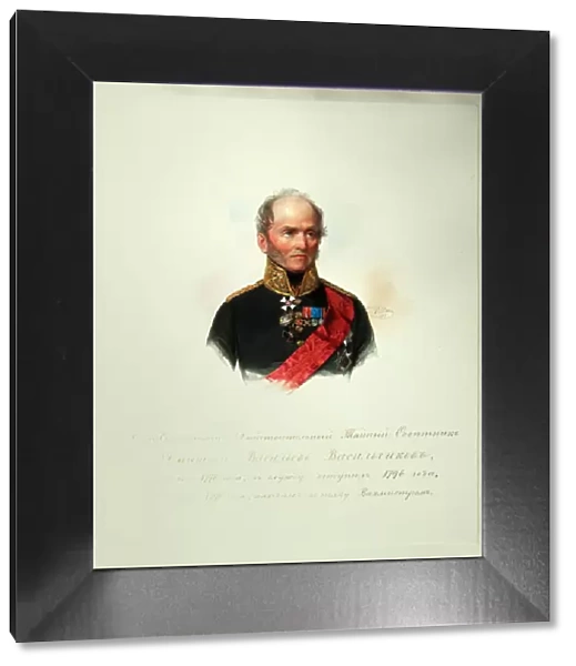 Portrait of Dmitri Vasilyevich Vasilchikov (1778-1859) (From the Album of the Imperial Horse Guards), 1846-1849. Artist: Hau (Gau), Vladimir Ivanovich (1816-1895)