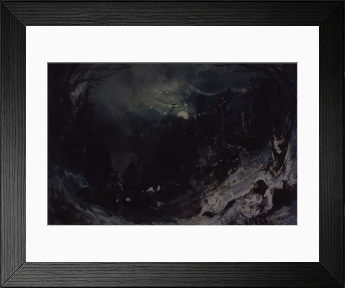 Framed Print : Stage design for the opera The Power of the Fiend by A. Serov, 1871. Artist: Bocharov, Mikhail Ilyich (1831-1895)