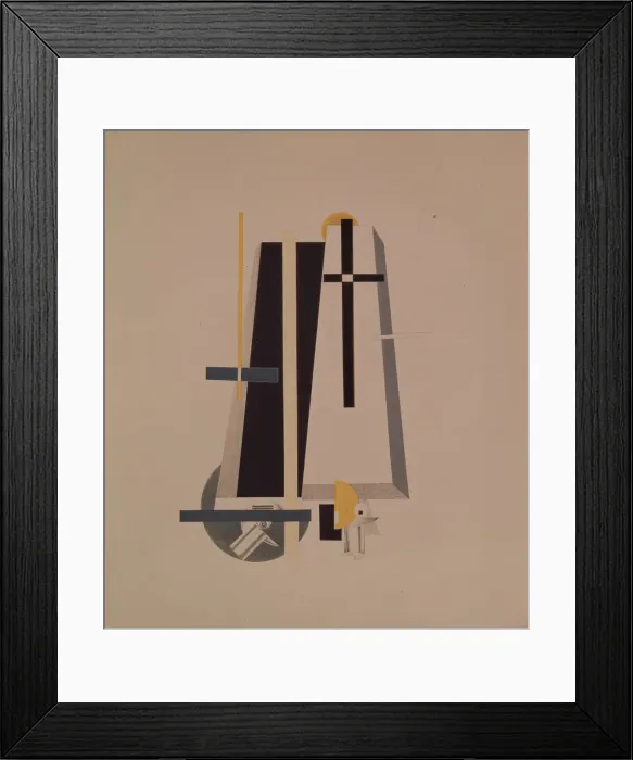 Framed Print : Coffin-makers. Figurine for the opera Victory over the sun by A. Kruchenykh, 1920-1921. Artist: Lissitzky, El (1890-1941)