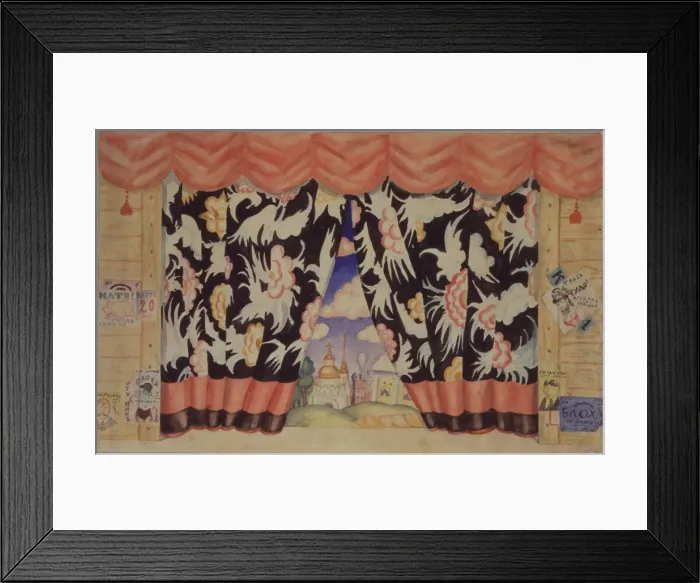 Framed Print : Sketch of curtain for the theatre play The flea by E. Zamyatin, 1925-1926. Artist: Kustodiev, Boris Michaylovich (1878-1927) Framed Print : Sketch of curtain for the theatre play The flea by E. Zamyatin, 1925-1926. Artist: Kustodiev, Boris Michaylovich (1878-1927)
