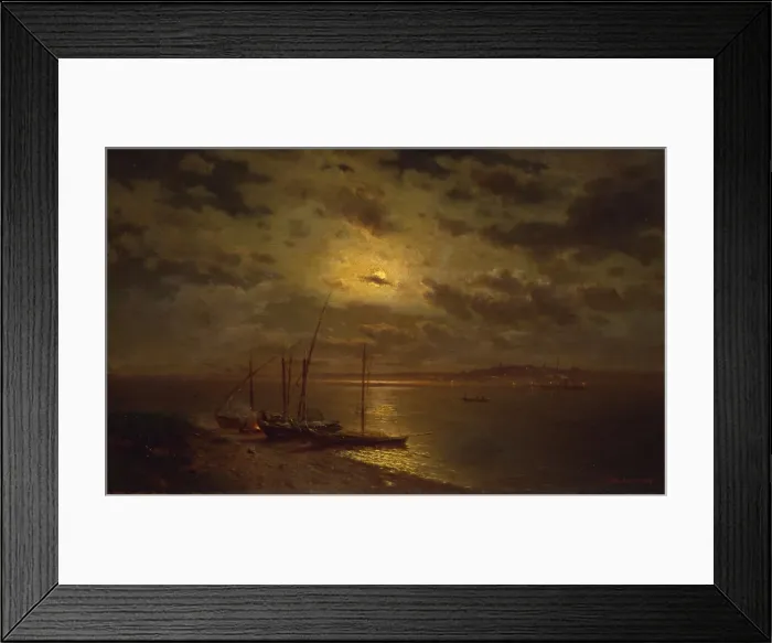 Framed Print : Moonlit Night, 1870s. Artist: Kamenev, Lev Lyvovich (1833-1886)