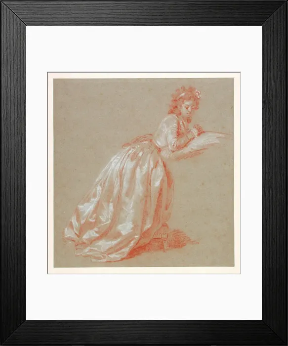 Framed Print : Young woman kneeling. Artist: Gerard, Marguerite (1761-1837) Framed Print : Young woman kneeling. Artist: Gerard, Marguerite (1761-1837)