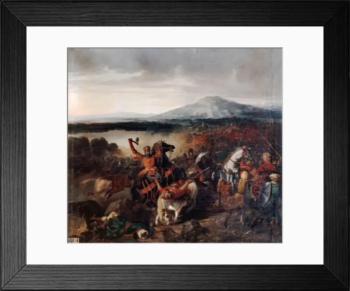 Framed Print : Roger I of Sicily at the Battle of Cerami in 1061. Artist: Lafaye, Prosper (1806-1883) Framed Print : Roger I of Sicily at the Battle of Cerami in 1061. Artist: Lafaye, Prosper (1806-1883)