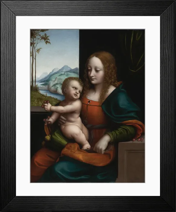 Framed Print : Madonna of the Cherries. Artist: Giampietrino (1 Half of 16th cen. ) Framed Print : Madonna of the Cherries. Artist: Giampietrino (1 Half of 16th cen. )