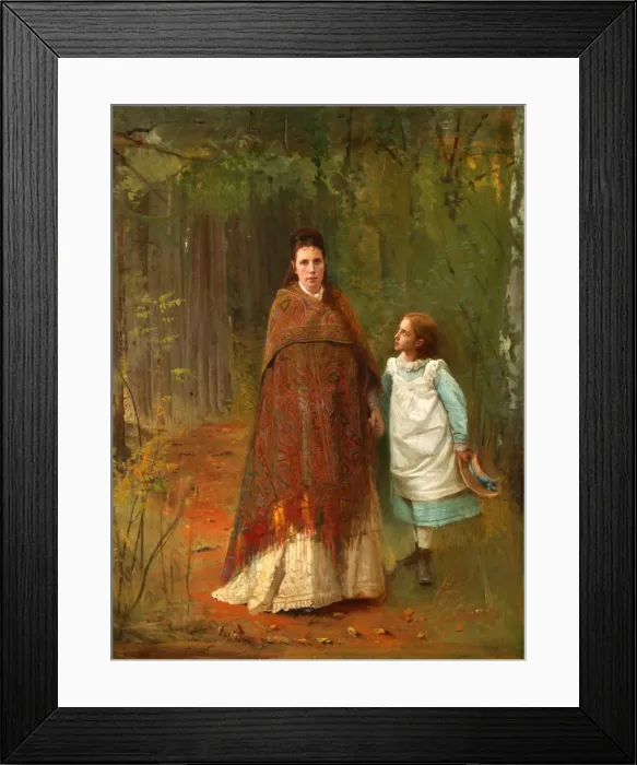 Framed Print : In the Park. Portrait of the Artists Wife and Daughter, 1875. Artist: Kramskoi, Ivan Nikolayevich (1837-1887) Framed Print : In the Park. Portrait of the Artists Wife and Daughter, 1875. Artist: Kramskoi, Ivan Nikolayevich (1837-1887)