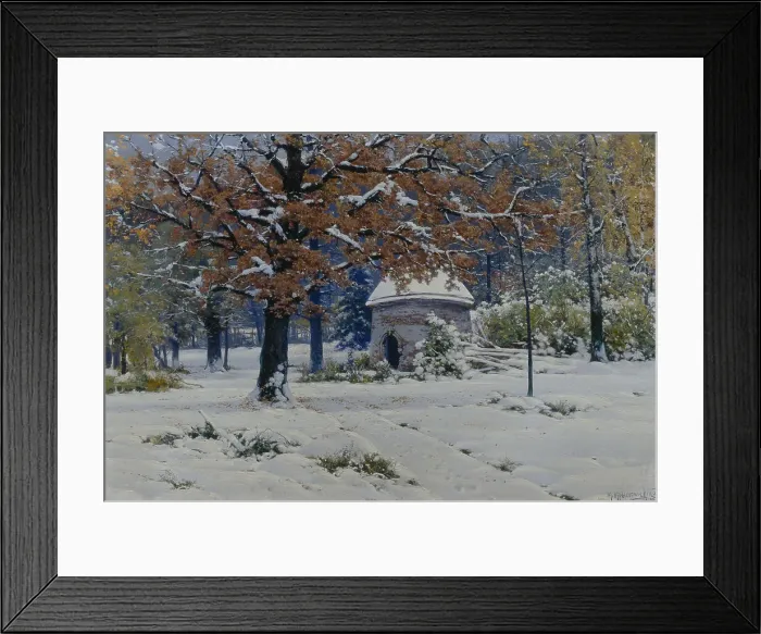 Framed Print : Snow in September, 1898. Artist: Kryzhitsky, Konstantin Yakovlevich (1858-1911) Framed Print : Snow in September, 1898. Artist: Kryzhitsky, Konstantin Yakovlevich (1858-1911)