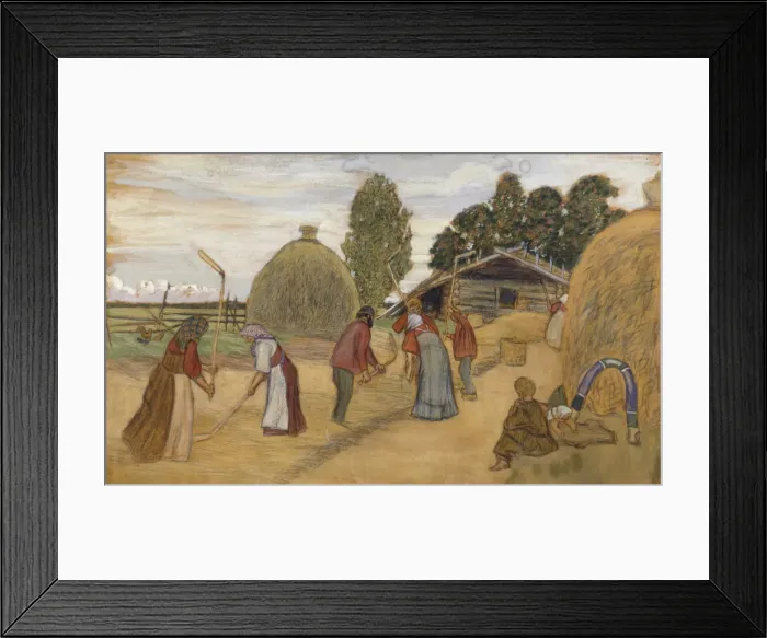 Framed Print : Threshing Floor, 1918. Artist: Kustodiev, Boris Michaylovich (1878-1927) Framed Print : Threshing Floor, 1918. Artist: Kustodiev, Boris Michaylovich (1878-1927)
