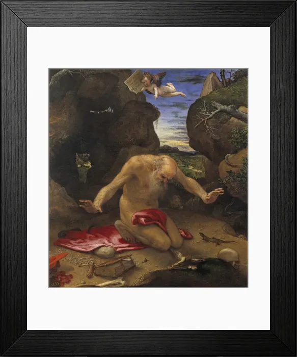 Framed Print : Saint Jerome. Artist: Lotto, Lorenzo (1480-1556) Framed Print : Saint Jerome. Artist: Lotto, Lorenzo (1480-1556)