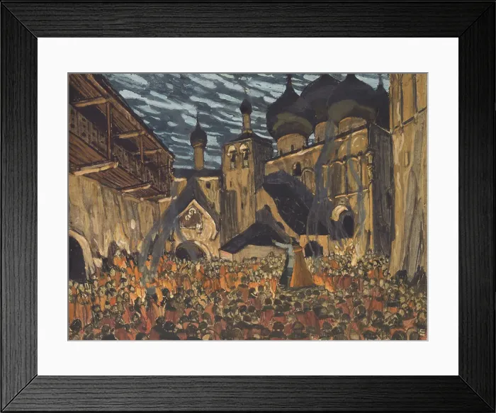 Framed Print : Stage design for the opera The Maid of Pskov by N. Rimsky-Korsakov. Artist: Golovin, Alexander Yakovlevich (1863-1930) Framed Print : Stage design for the opera The Maid of Pskov by N. Rimsky-Korsakov. Artist: Golovin, Alexander Yakovlevich (1863-1930)