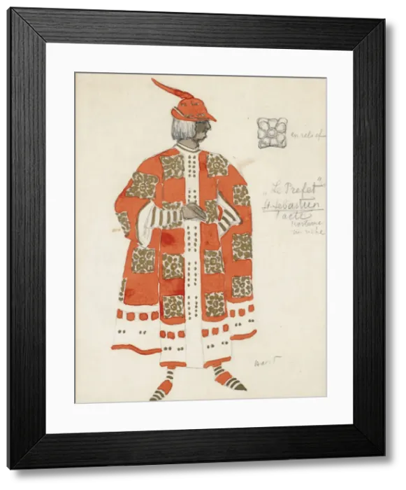 Framed Print : Costume design for the play The Martyrdom of St. Sebastian by Gabriele D Annuzio. Artist: Bakst, Leon (1866-1924) Framed Print : Costume design for the play The Martyrdom of St. Sebastian by Gabriele D Annuzio. Artist: Bakst, Leon (1866-1924)